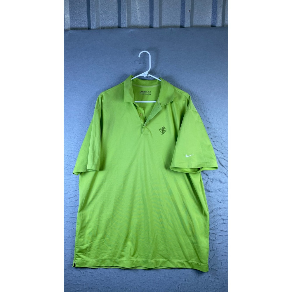 Nike Golf Polo Shirt Mens XL Green Excellent Fit Dry Pique Short Sleeve Logo